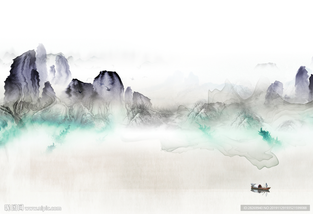 水墨烟雾山水