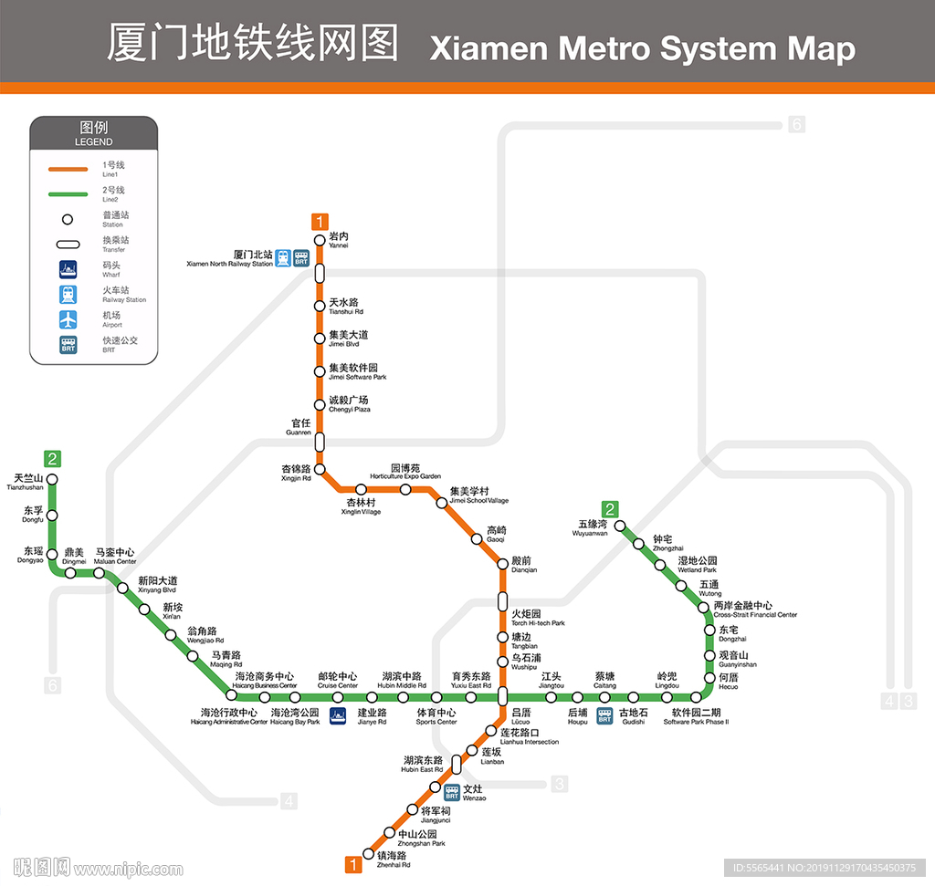 厦门地铁线网图2019版