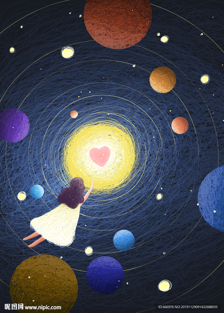 奇妙星空宇宙探险治愈系线圈画