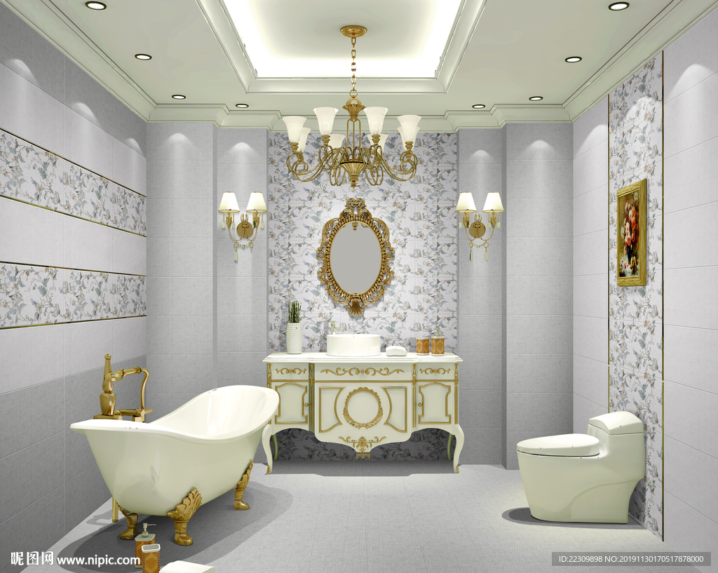 欧式奢华别墅浴室效果图图片_装饰装修_建筑空间-图行天下素材网