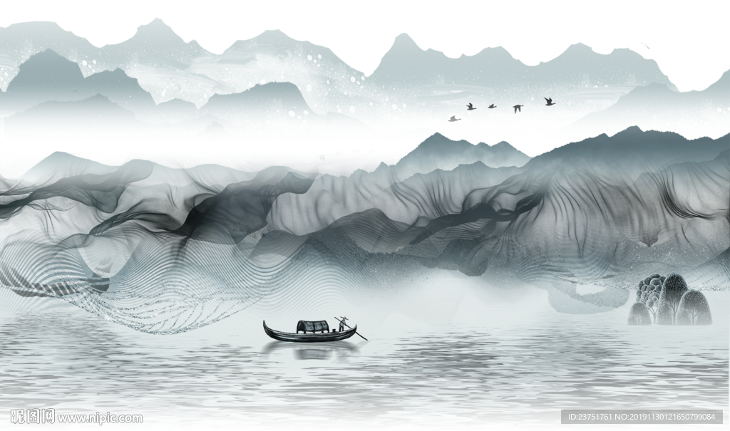 黑白山水
