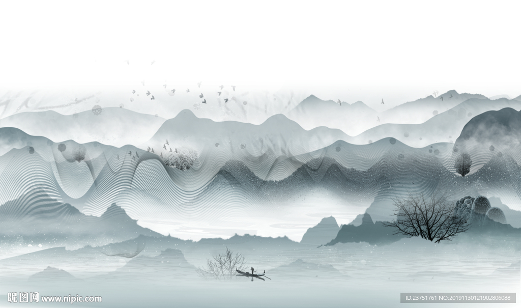 黑白山水