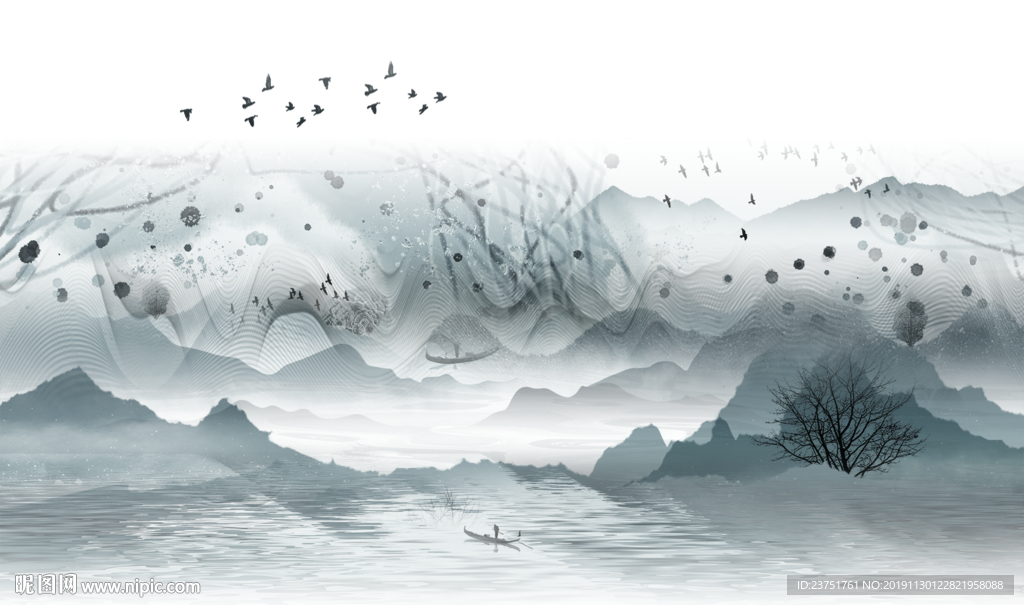 黑白山水
