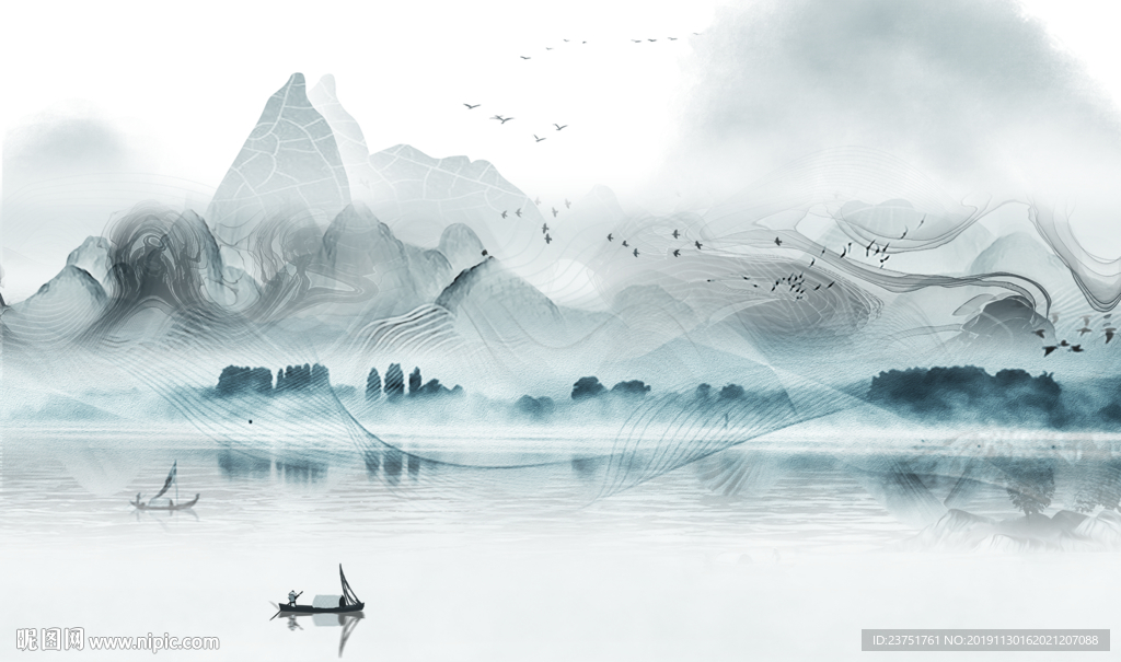 禅意水墨山