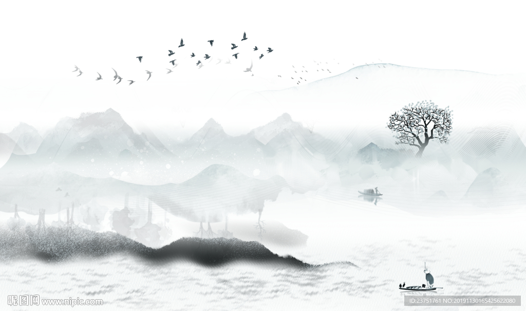 禅意水墨山