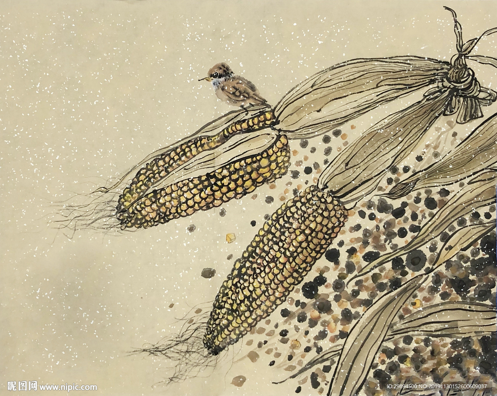 工笔玉米装饰画