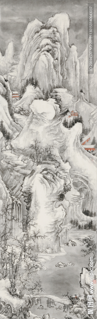 古典山水庐山中式水墨装饰画