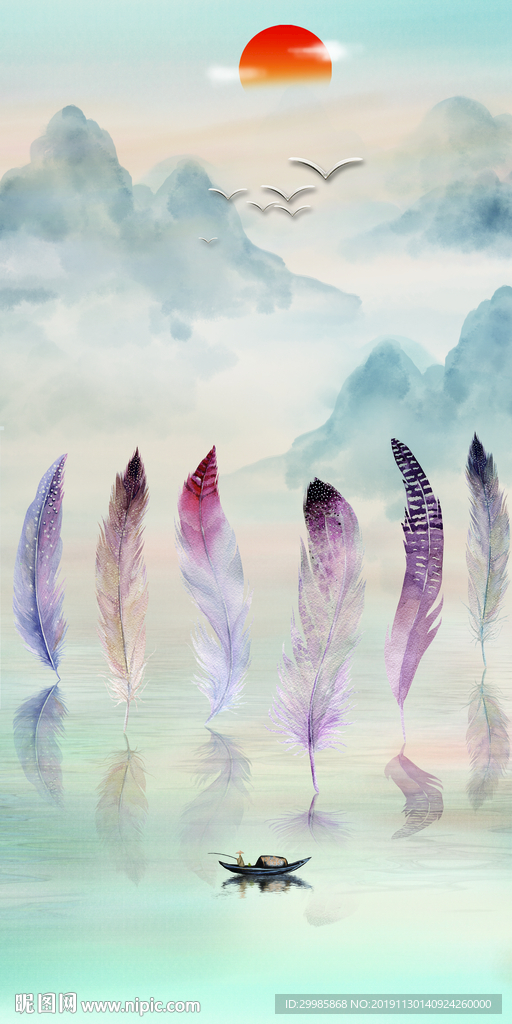 羽毛玄关山水 tif分层