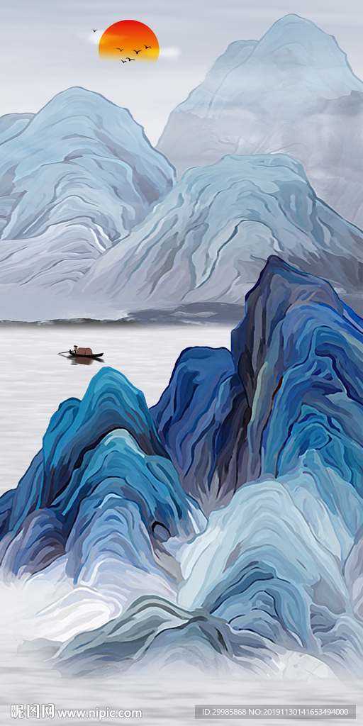 极品玄关国画山水 tif分层