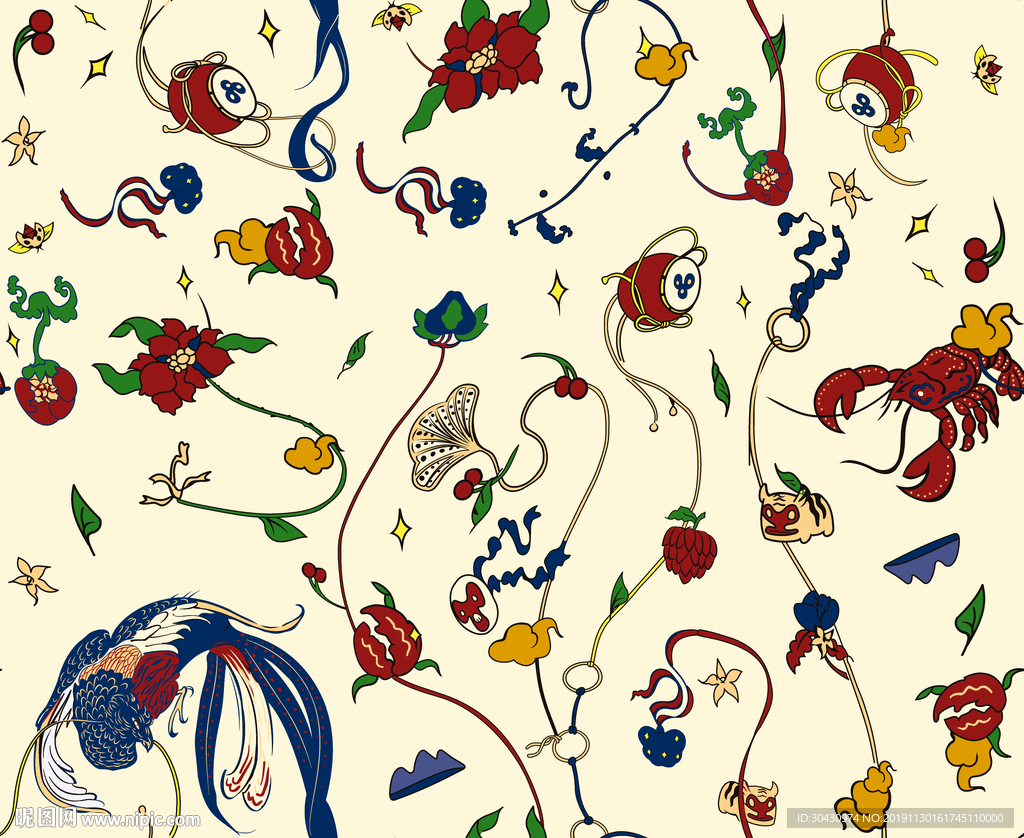 凤凰螃蟹动物花