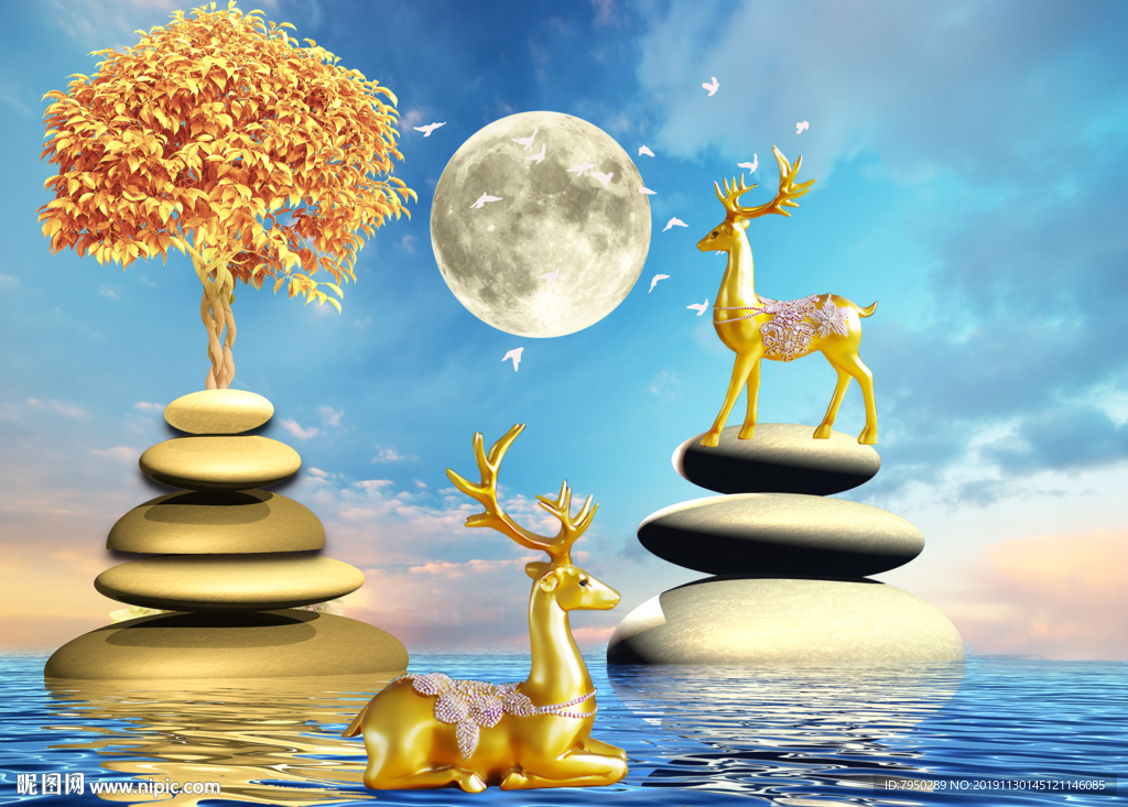 石来运转装饰画背景墙