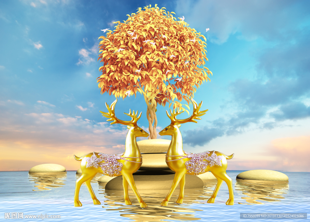 石来运转装饰画背景墙