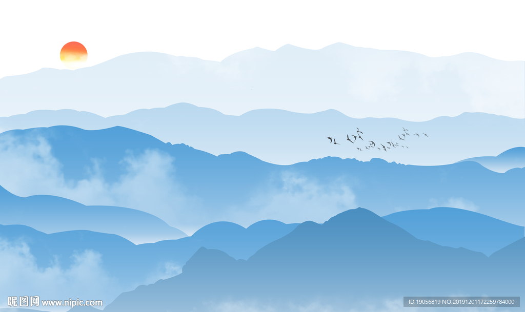 抽象手绘山水图