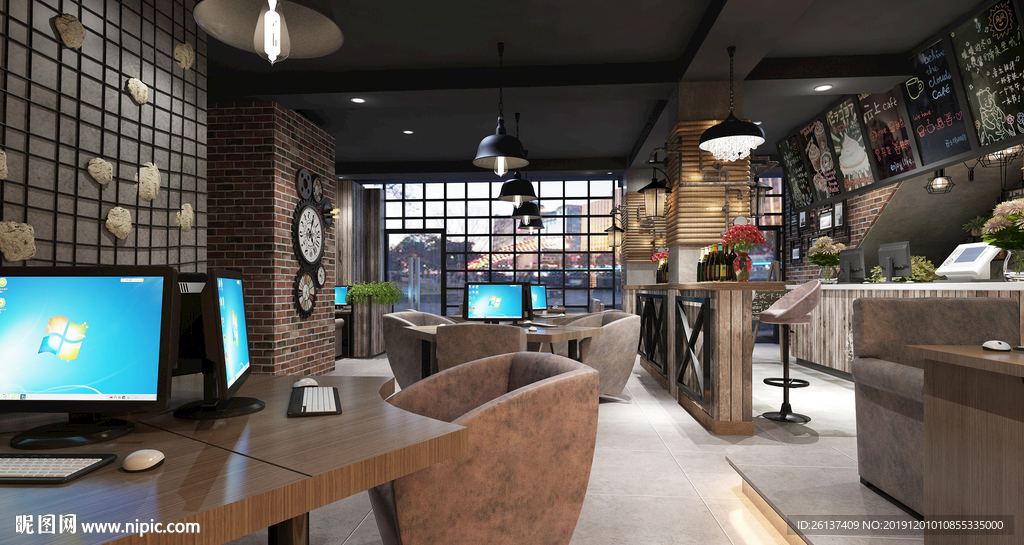 工业风网咖空间