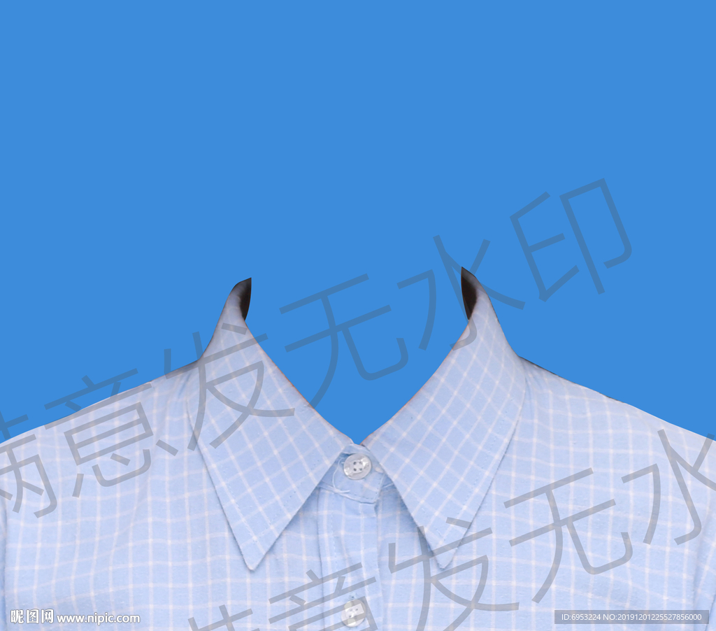 女生蓝色格子衬衫正装证件照模板