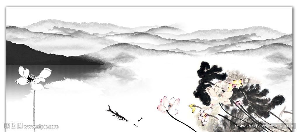 国画荷花