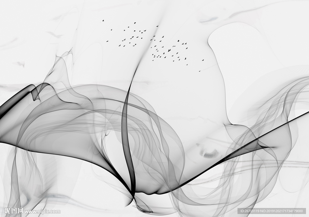 新款抽象山水烟雾背景墙