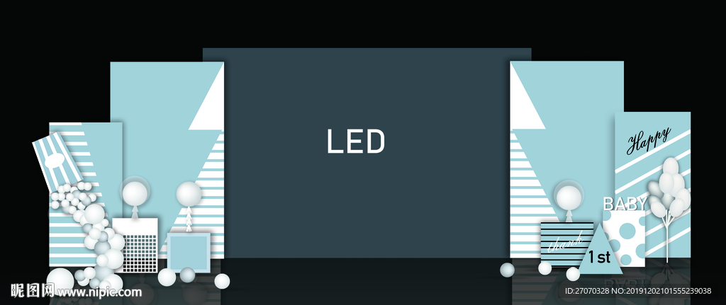 简约蓝白色LED包边背景