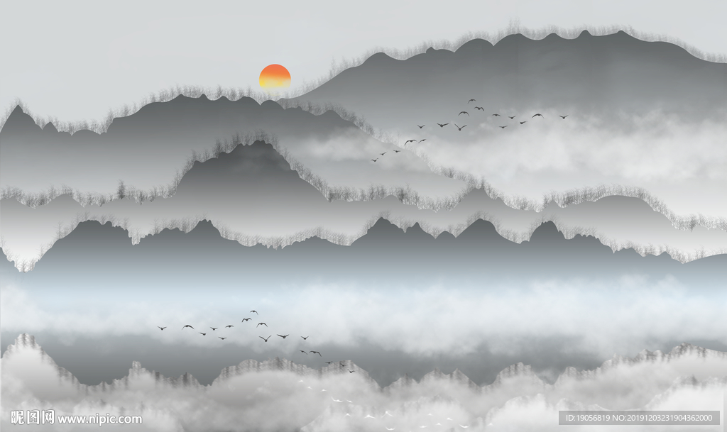 抽象丛林山水图