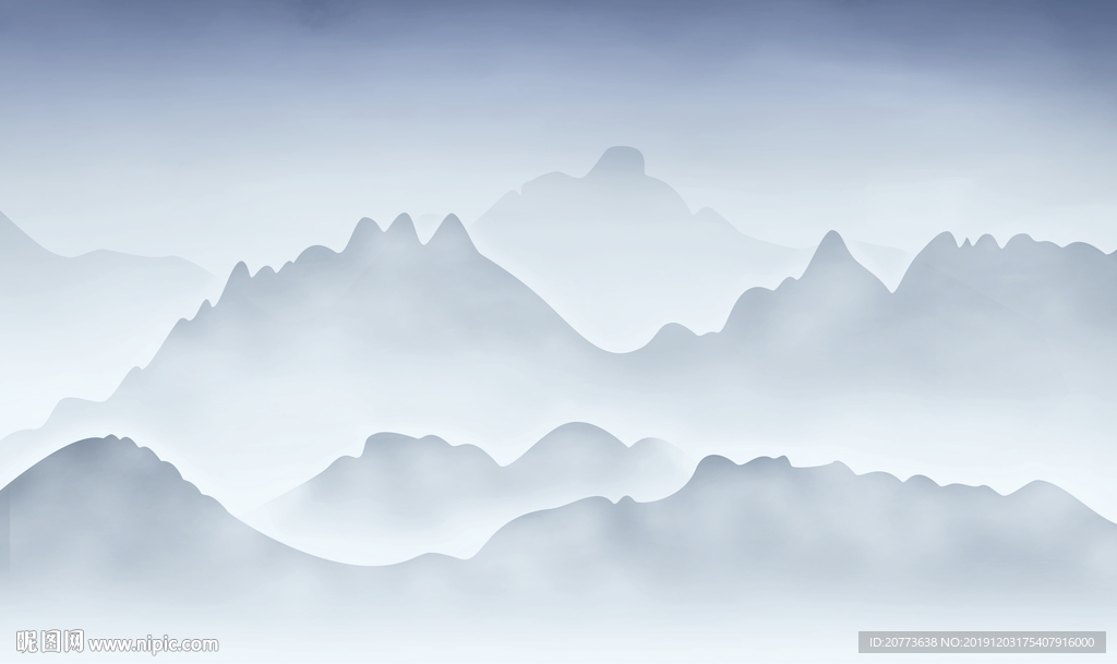 手绘抽象山水图