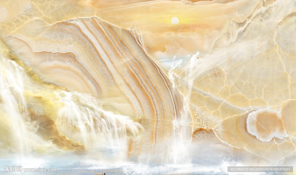 欧式大理石山水石纹电视背景墙