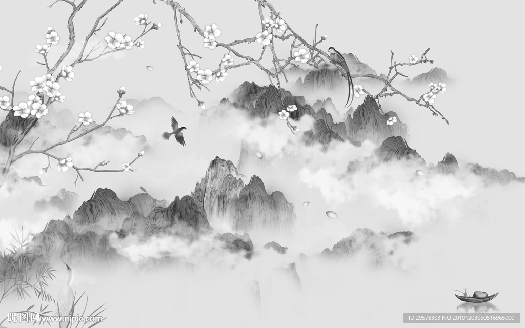 最新山水中式大画 TIF分层