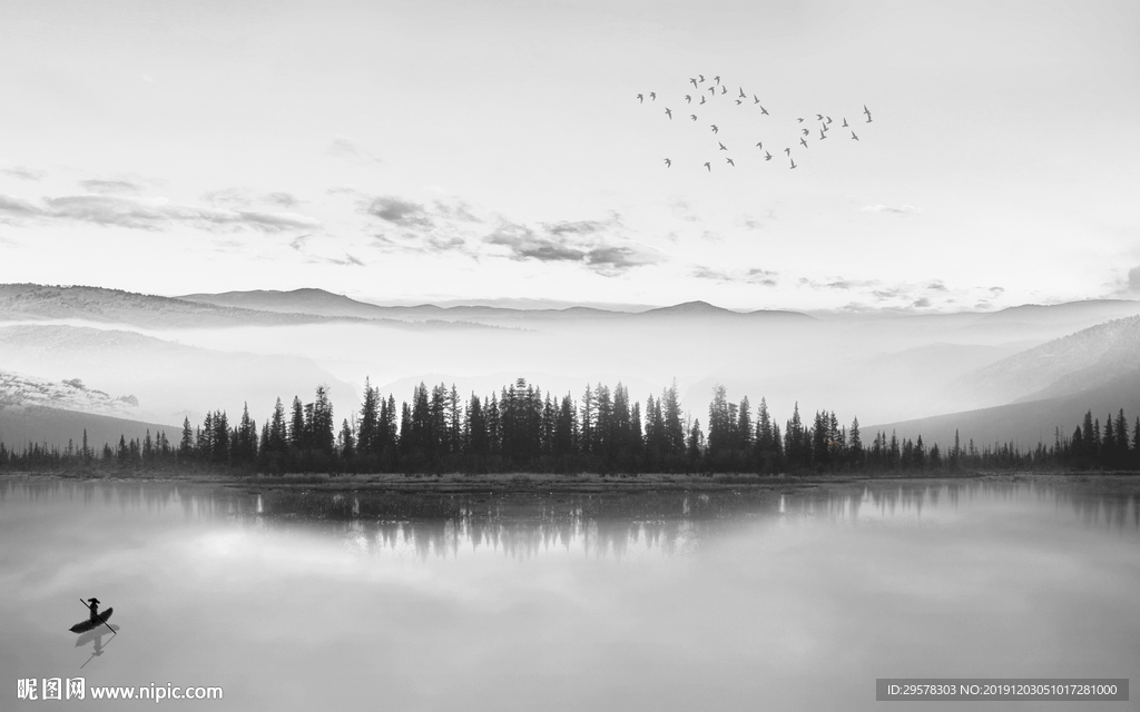 高档 山水画背景墙 TIF分层