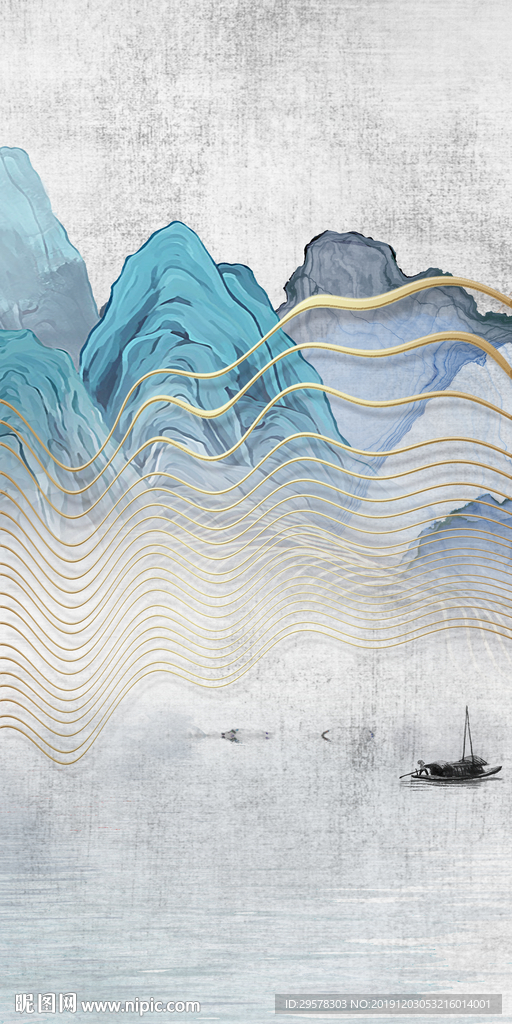 豪华山水画玄关图 TIF分层