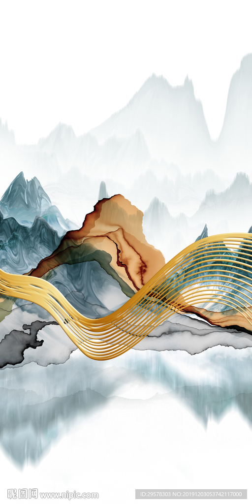 极品山水画玄关图 TIF分层