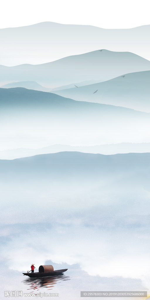 意境山水画玄关图 TIF分层