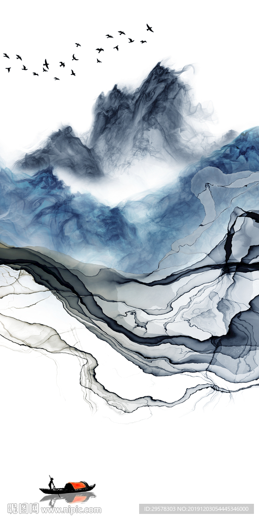 意境山水风景玄关 TIF分层