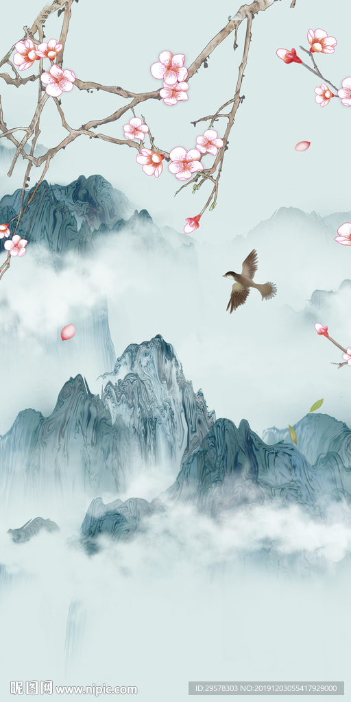 中国风山水风景玄关 TIF分层