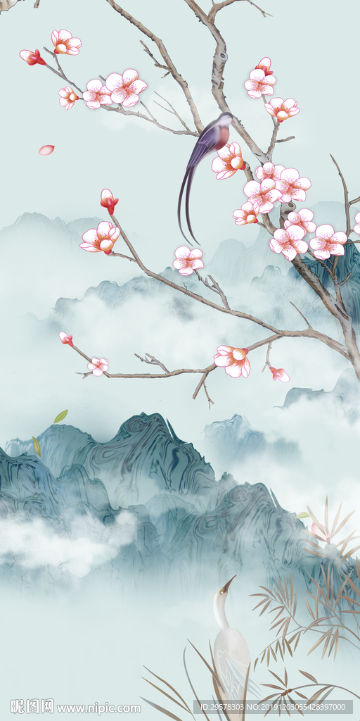 新品山水风景玄关 TIF分层