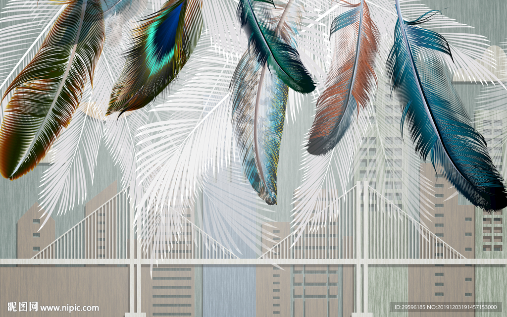 现代羽毛爆款画 TIF分层