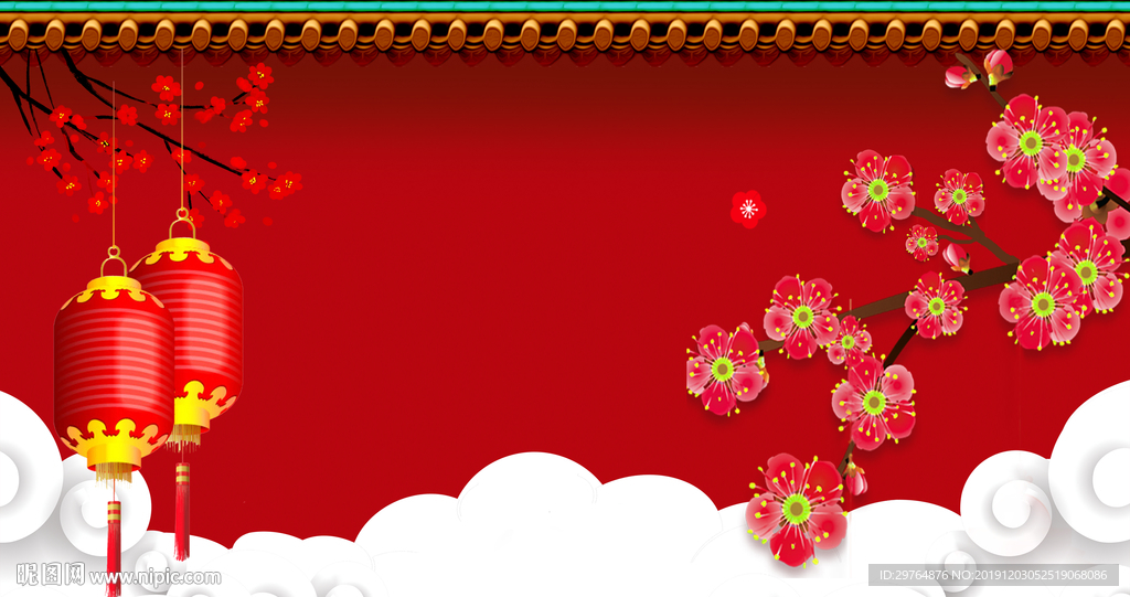 中国风背景红色屋檐背景