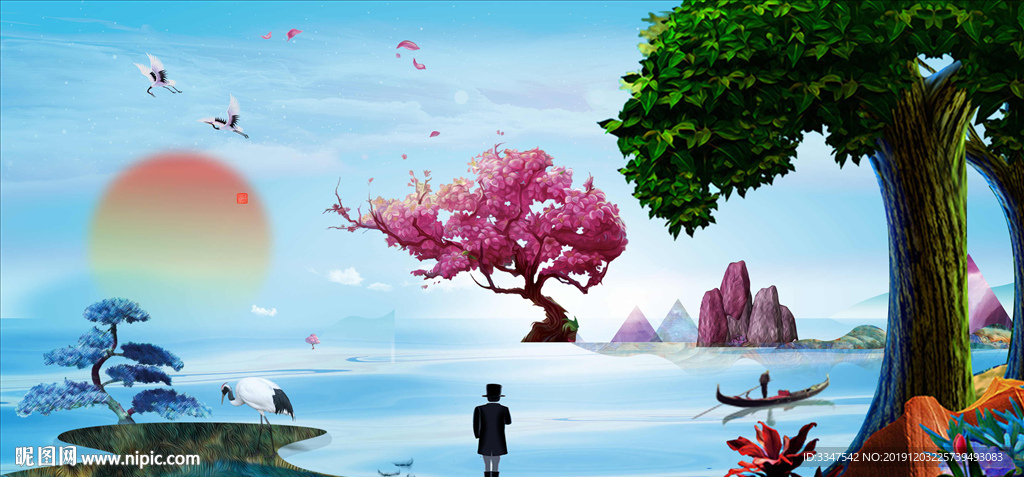 落花流水 背景画