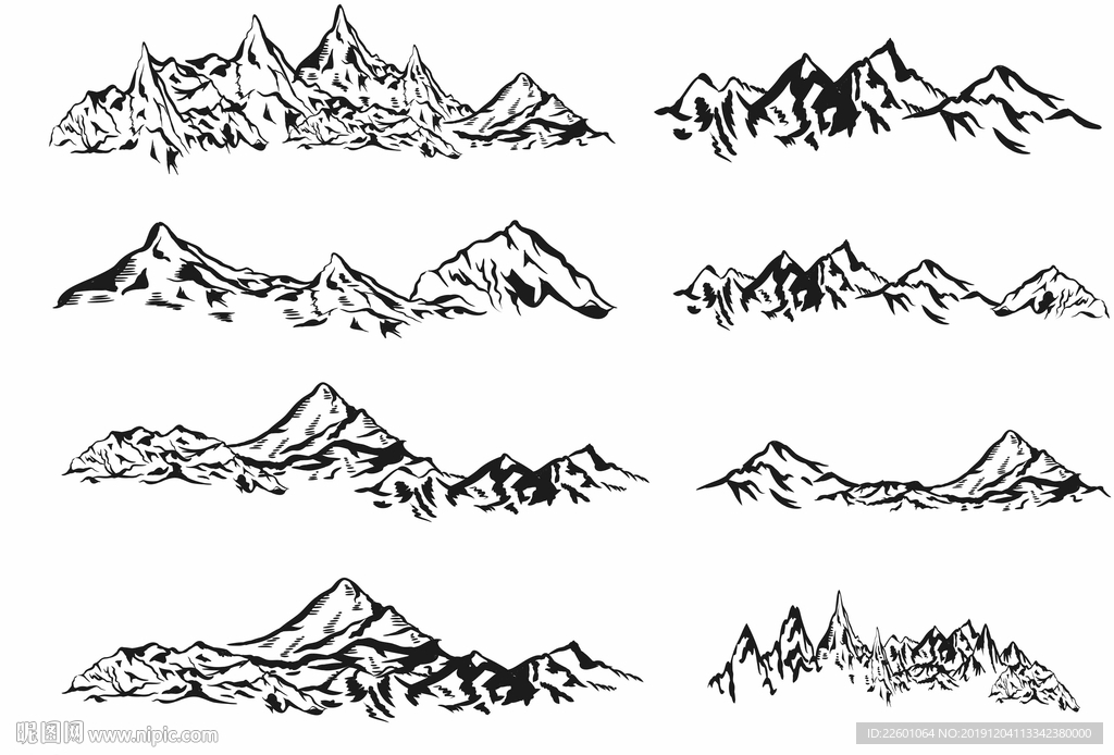 山脉山峰群山CDR矢量图