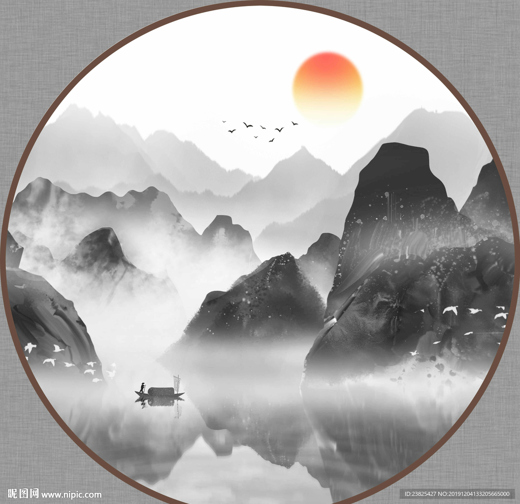 新中式水墨山水意境风景装饰画