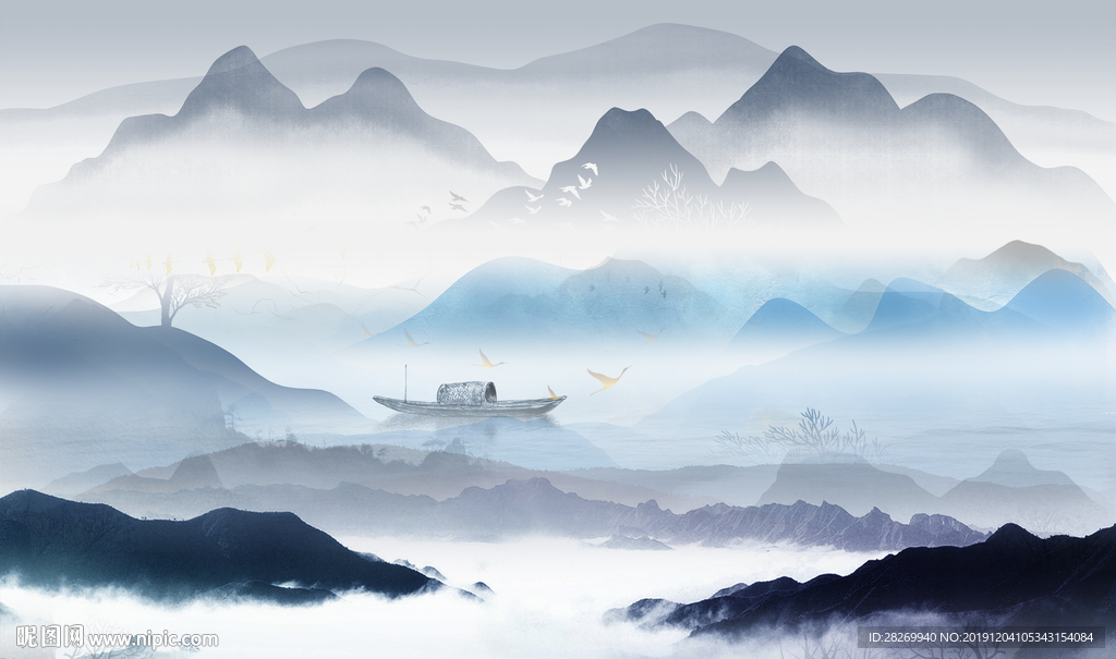 禅意水墨山