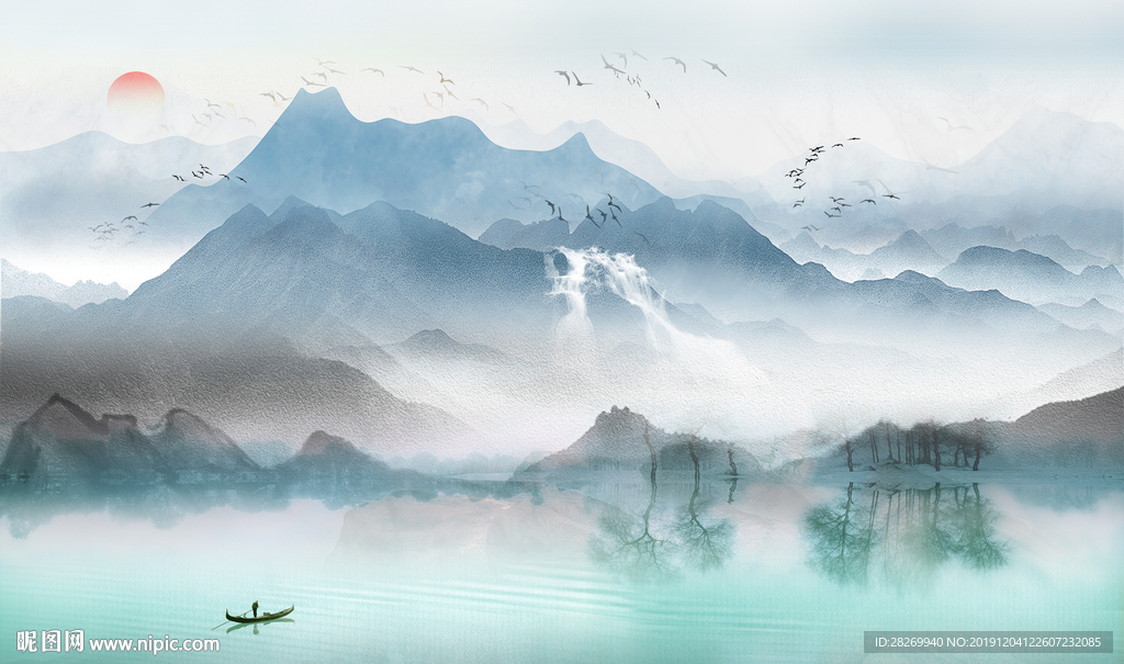 禅意水墨山
