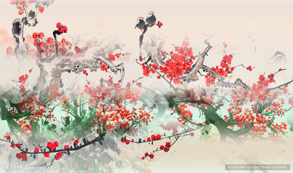 梅花背景墙