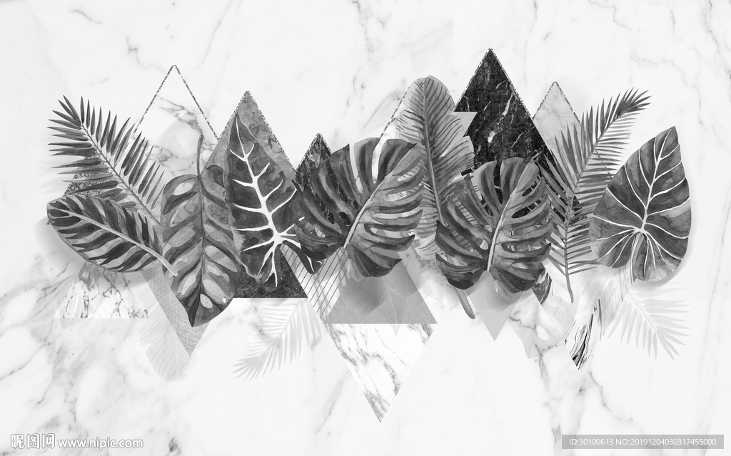 叶子爆款 装饰画 TIF分层