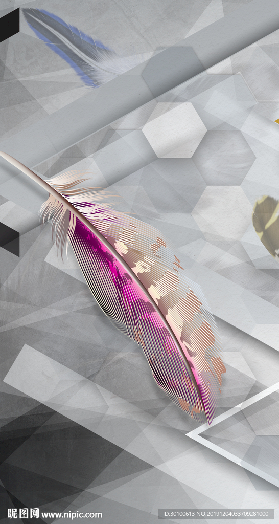 高清羽毛玄关装饰画TIF分层