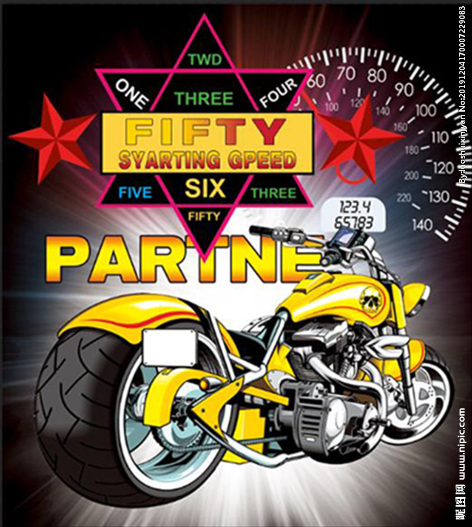 黄色摩托车 英文 设计 海报