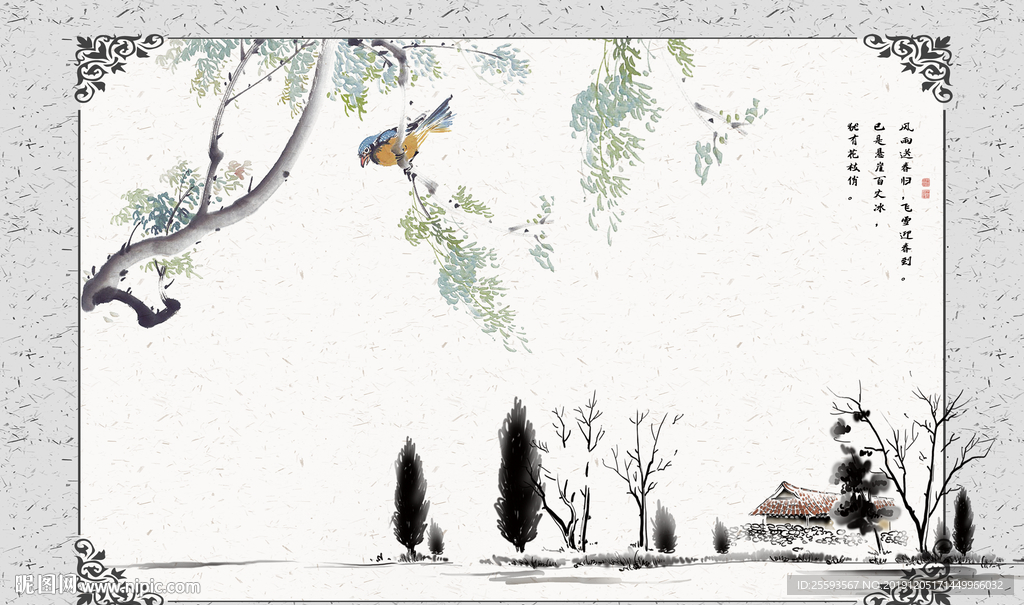 花鸟壁画