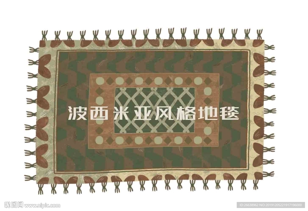 手绘波西米亚地毯插画