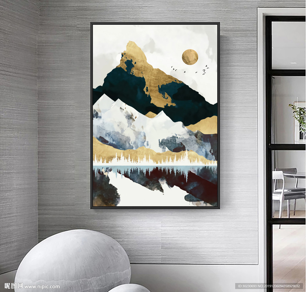 轻奢金色山水装饰画