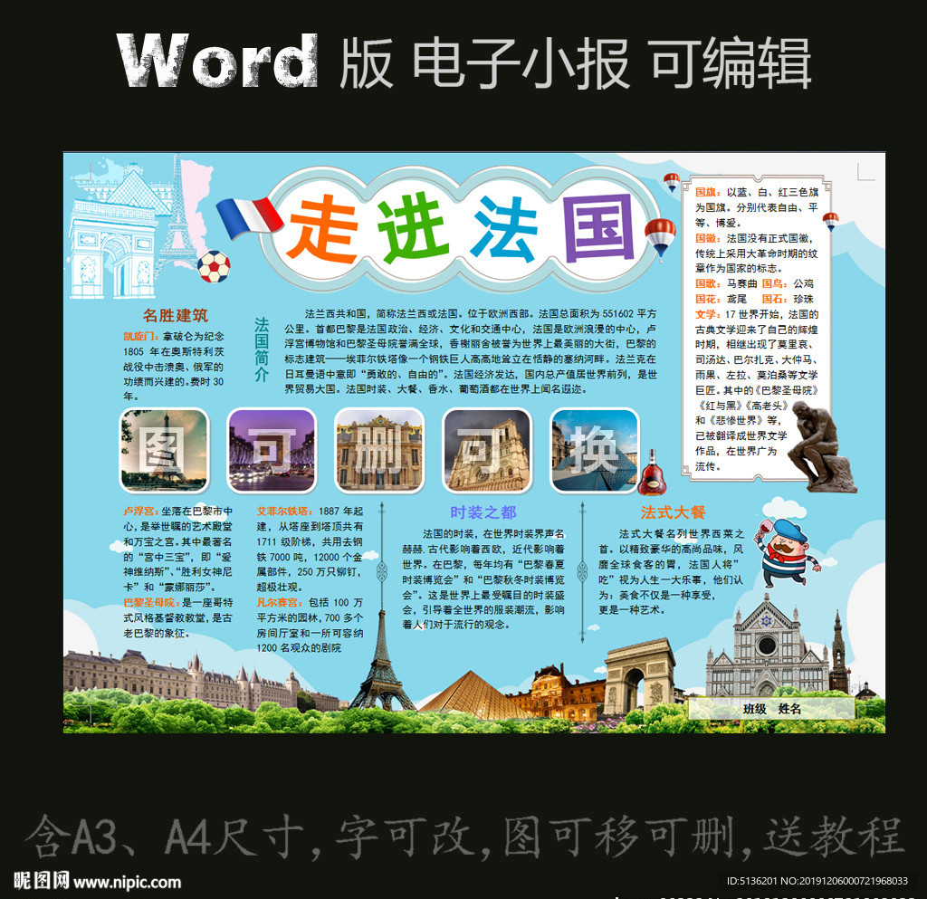 word版电子小报地理国家法国