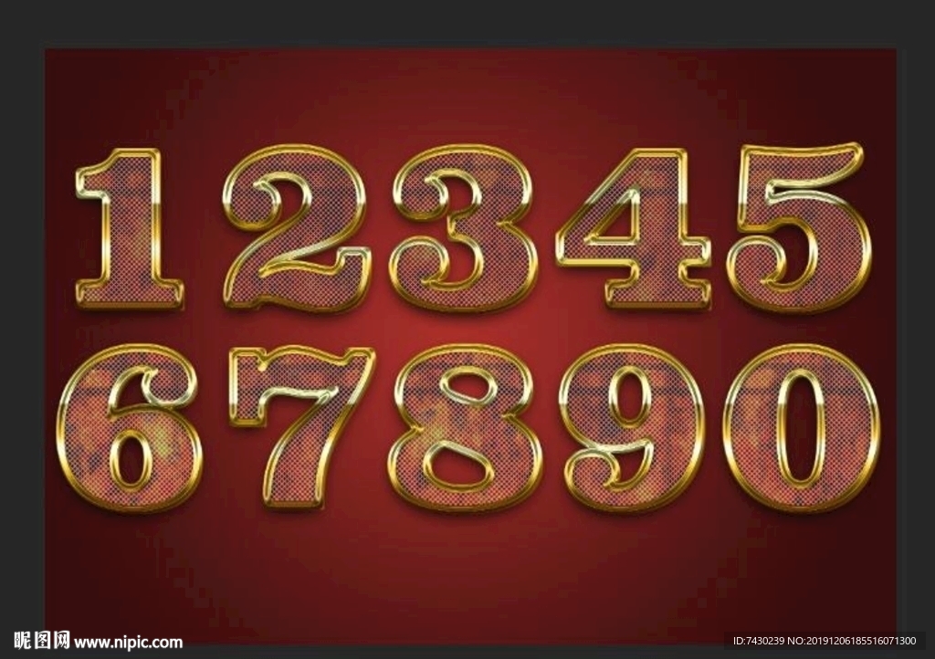 金属立体数字可修改分层图