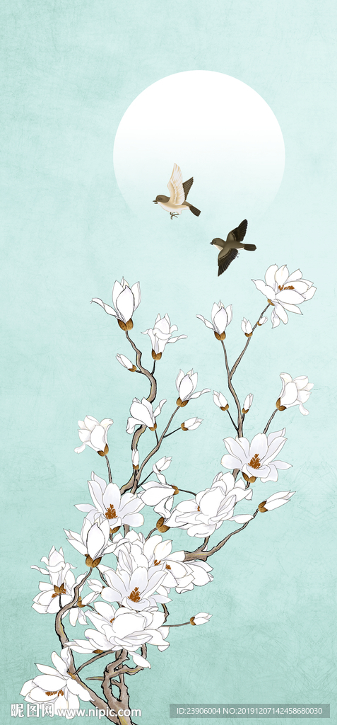 工笔花鸟玄关装饰画